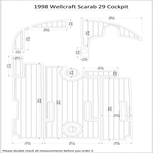 1998 Wellcraft Scarab 29 Cockpit Pad Boat EVA Teak Decking 1/4" 6mm
