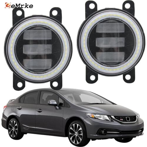 2PCS Led Angel Eye DRL for Honda Civic Si Sedan 2013 2014 2015 2017 2018 LED Fog Lights 2-Colors Lens Daytime Running Light 12V