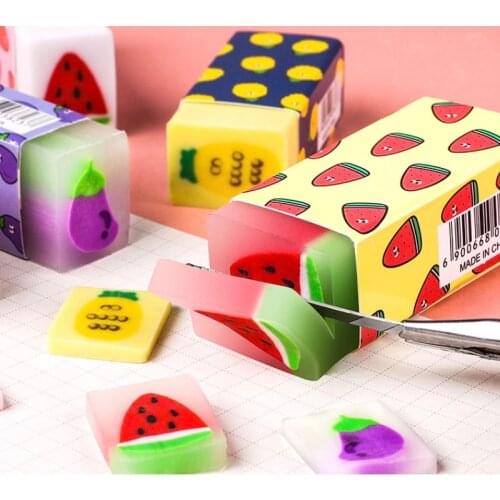 3pcs Pack Creative Fruit Cute Eraser School Office Supply Rubber Student Exam Pencil Erasable Tool School Stationery
