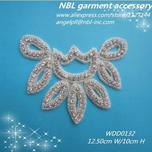 30 PIECES) beaded bridal crystal rhinestone applique for wedding evening dress DIY iron on WDD0132