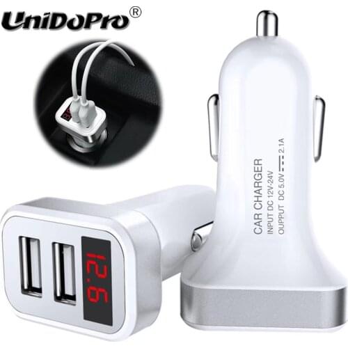 5V 2.1A 2USB LED Display Car Charger for Doogee Mix Lite / Mix 2 , Shoot 2 , X10 X20 X20L X30L S60 Y6 Y6c Phone Charging Adapter