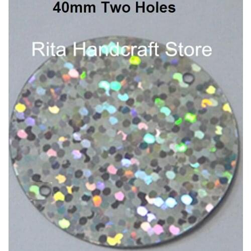 100pcs 40mm Large Round With 2 Holes Loose Sequin Paillette Sewing Decoration,Wedding Craft,Women Kids DIY Garment Accessory