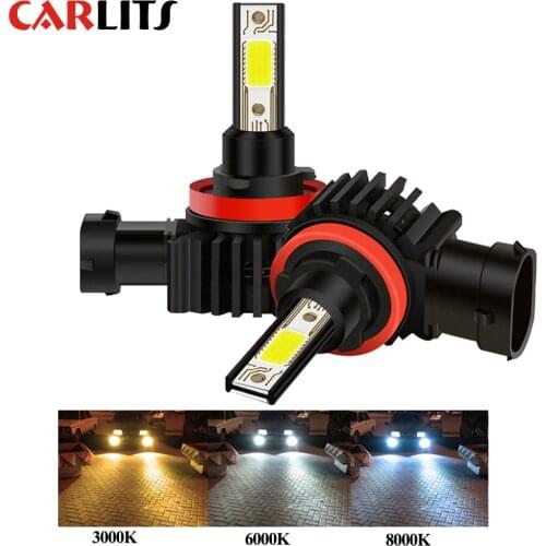 CARLITS 2pcs H4 H1 H7 H3 H11 H9 H8 H27 880 881 9005 HB3 9006 HB4 Led Headlight Bulbs 60W 8000LM Car Styling 3000K 6000K 8000K CJ
