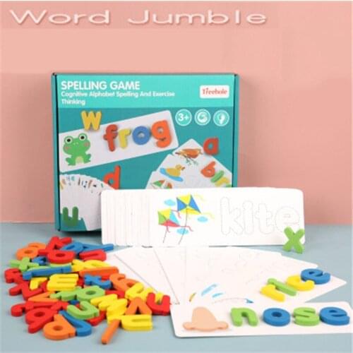 DIY Word Games Montessori Wooden toy 3D Alphabet Early Learning Wooden Sensory Mathematic Educational Jigsa Brain Training Toy