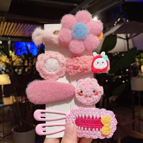Bambino 2021 Korean Childrens Hair Clips Cute Hair Bands Sweet Girl Summer Plush Bunny Hairpins Headband Girls Accessories
