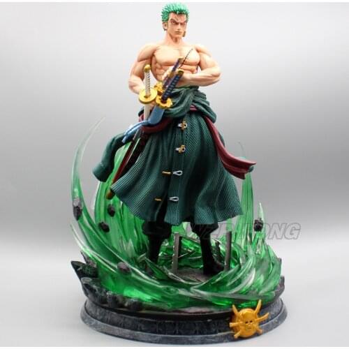 One Piece Roronoa Zoro Battle Form Statue Toys PVC Four Heads Ver Action Figure LED Light Desk Decoration Toy Birthday Gift