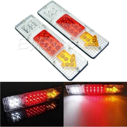 Hot 2pcs 12V 19 LED Car Trailer Rear Tail Stop Turn Light Indicator Lamp