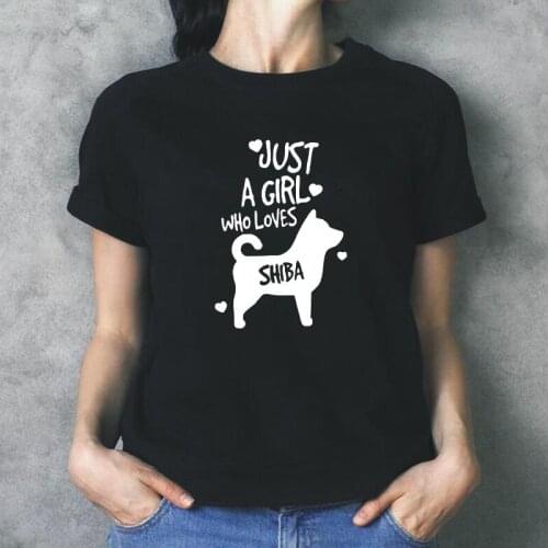 Harajuku Dog Lover Graphic Tee Shirt Femme Funny Just A Girl Who Loves Shiba Inu T Shirt Women Tops Plus Size Camiseta Mujer