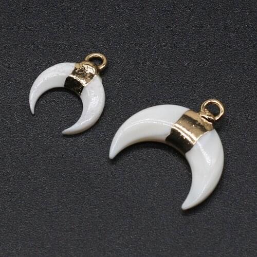 Exquisite Jewelry Natural Gem Stone Pendant Moon Shape Small Charms for Jewelry Making DIY Necklace Earring Accessories Gift