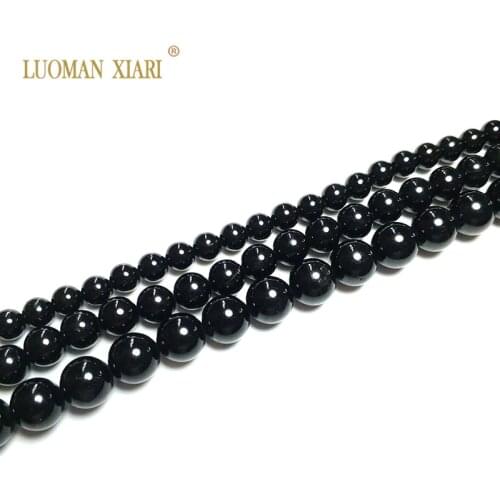 LUOMAN XIARI AAA+ Gem Natural Black Tourmaline Stone Round Beads For Jewelry Making DIY Bracelet Necklace 6/8/10 mm Strand 15