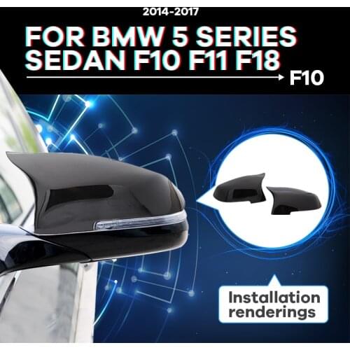 Side Bright car Glossy Black Rearview Mirror cover Caps Replacement M style For BMW 5 series sedan F10 F11 F18 2014 2015-2017