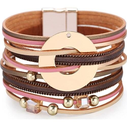 ORNAPEADIA Hot Selling Bohemia Bracelet for Women Minimalist Style Bangles Wide Edge Fashion Pearl Magnetic Buckle Wholesale