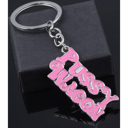 Pussy Wagon Metal Keychain High Quality Kill Bill Pink Letter Enamel Keyring Keys Men Car Women Bag Accessories