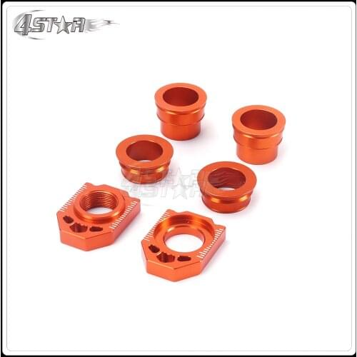 Motorbike CNC Front Rear Wheel Hub Spracers And Rear Chain Adjuster Axle Block For KTM SX SXF XCF 125 150 250 350 400 450 13-14