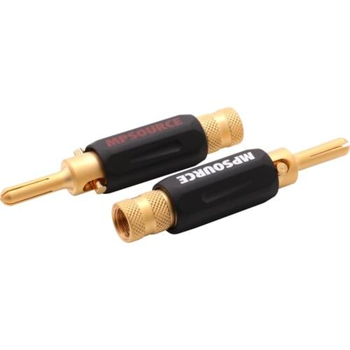 MPS Black Wolf Brass Male Banana Plug Connector 10U" 24K Gold Plated For Hifi Audio Speaker AMP Binding Post