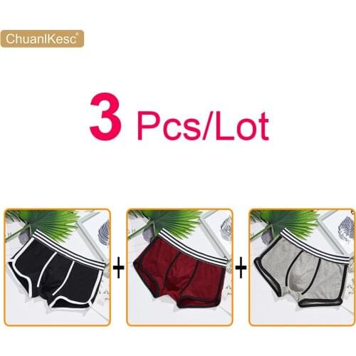 3Pcs/Lot Pure Cotton Mens Underwear Korean Youth Sexy Low Waist Boxer Pants Simple And Comfortable Wide Belt Large Size Fashion
