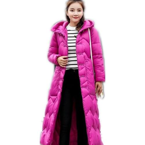 2018 New Fashion Vintage Ethnic Style Women X-Long Parkas Hooded Female Padded Thicken Down Cotton Jacket Mujer Warm Jacket Q447
