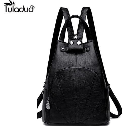 2020 New Women Leather Backpack Teenage Girl Teens School Bag Unisex Casual Bagpack Fashion Backbag