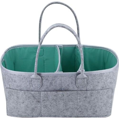 Baby Diaper Caddy Organizer - Portable Storage Basket - Essential Bag For Nursery, Changing Table And Car - Waterproof Liner Is