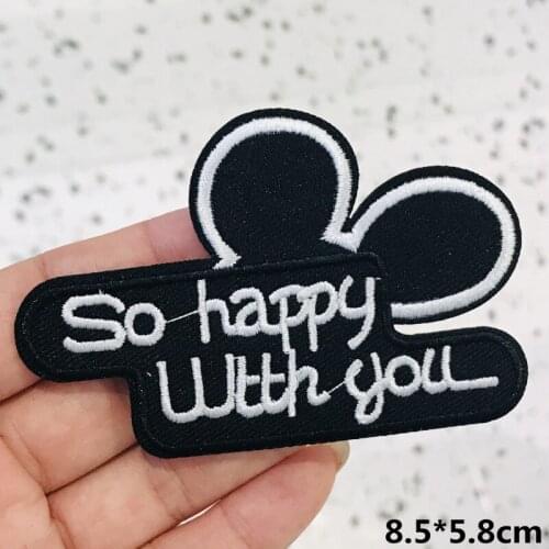 10Pcs Black letter ear Embroidery Patches For Clothing DIY Iron On Patches On Clothes Bag Custom Patch Accessories