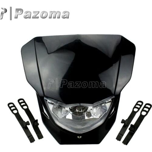 Pazoma Black Universal Drit Bike Off Road Motorbike Headlamp Headlight Dual Sport for CR TC TE WR 125 250 310 450