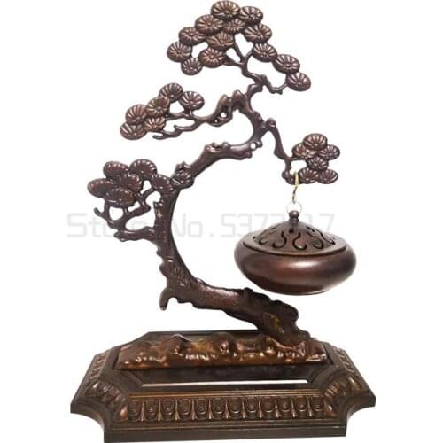 Pure Copper Incense Pine Tree Hanging Furnace Incense Powder Smoker Brass Coil Incense Tea Room Copper Ornaments