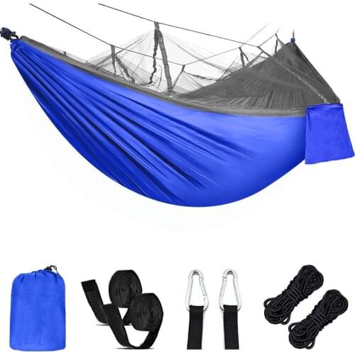 Portable Nylon Outdoor Hammock Camping Survival For Double People Travel Parachute Garten Swing Fabric Size：210T Nylon SINGLE