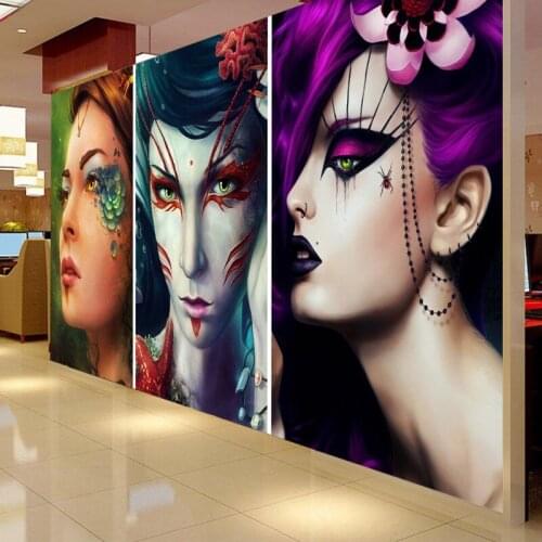 Drop Shipping Custom 3D Photo Wallpaper Colorful Painting Sexy Beauty Backdrop Wallpaper Mural KTV Bar Cosmetics Shop Decoration