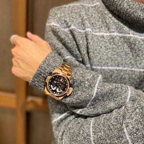 Reef Tiger/RT Brand Military Watches for Men Rose Gold Black Dial Bracelet Automatic Watches Relogio Masculino RGA3503