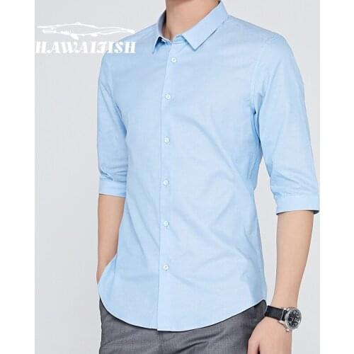 Shirt Mens long sleeve shirt casual regular-fit button-down collar work shirts camisa hombre men fashions