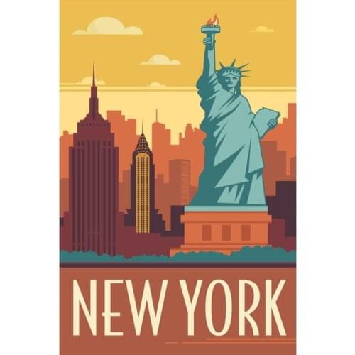 New York City Poster Silk Fabric Poster Print Cloth Fabric Wall Poster Custom Satin Poster 40X60cm,50X75cm,60X90cm