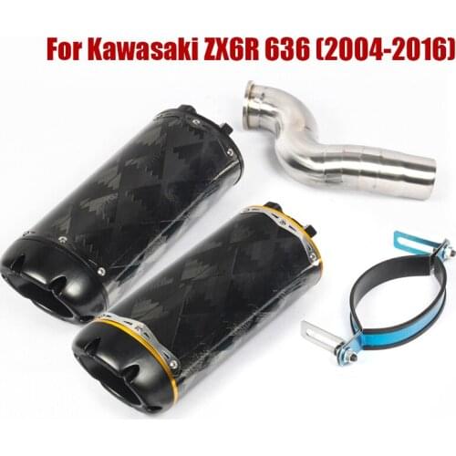 Slip On ZX6R Exhaust System Mid Link Pipe Connect Escape End Tips Muffler For Kawasaki Ninja ZX6R ZX636 2004-2016 Motorcycle
