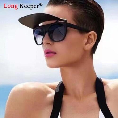New Trendy Flip Up Sunglasses Women 2021 Fashion Personality Shield Visor Sun Shades Glasses Men Vintage UV Summer Style oculos