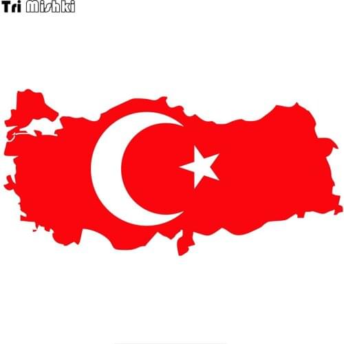 Tri Mishki HZX319# 20*10,40*20cm Turkey map and flag car sticker auto funny car stickers