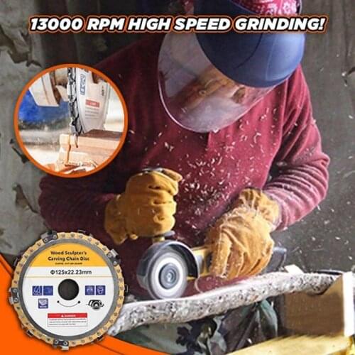 Wood Carving Angle Grinder Disc 5" 125mm 9 Tooth Chain Saw Wheel Cutting Disc Woodworking Grinding Shaping Chain Disc
