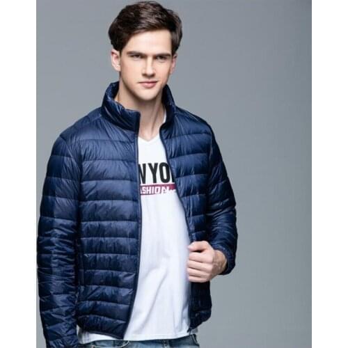 Ultra Light Down Jackets Mens Autumn Winter Coat Fashion Hooded 90% White Duck Down Jackets Male Coats Thin Slim Down Parkas