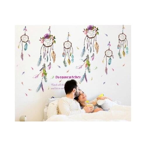 Windbell Feather Wall Sticker Romantic Wedding Room Decoration Sofa Background Wallpaper Fashion Bedroom Decor Nordic Home Decor
