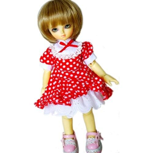 [wamami] 124# Red Dots Standing-Collar Dress 1/6 SD AOD DOD BJD Dollfie