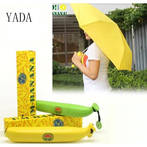 YADA Fashion Mini Banana Umbrella Parasol Rainy Creative Fruit Folding Umbrellas For Women Men UV Windproof Umbrellas YD200027