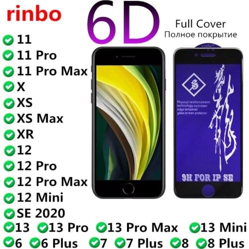 Rinbo Protective Glass For iphone 11 Pro Max 7 Plus Screen Protector For iPhone 12 13 Pro Max XS X XR 7 Plus 6s 8 Tempered Glass