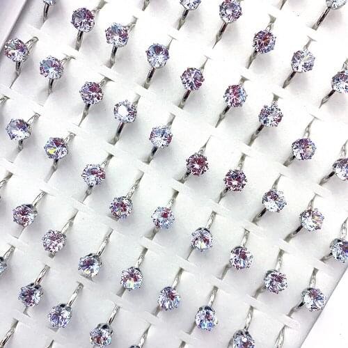 20pcs/Pack Women Natural Stone Ring Fashion White Rings for Engagement Wedding Party Banquet Jewelry Gift