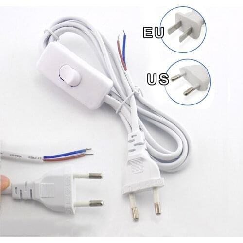 1.8m AC Power Supply Cord on-off Switch Two-pin Extension Cords Cable Type Adapter Line For LED Light Lamp EU US Plug U26 V