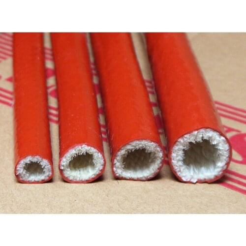 1 Meter Thickened Red Silicone Rubber Fiberglass Sleeve Φ30mm-130mm Fireproof High Temperature Casing Flame Retardant