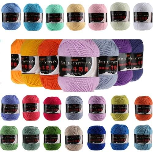 1pc 50g Milk Cotton 3ply Yarn Soft crochet yarn Baby Yarn Crochet for knitting Wool scarf Hand Knitting Thread DIY A7MX0010