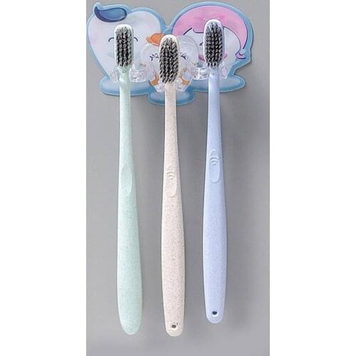1PC Plastic Toothbrush Holder Cartoon Tooth Pattern Toothpaste Dispenser Storage Rack Hanging Shelf Home Bathroom Accessories