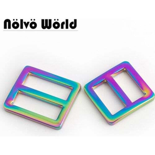 10-50pcs Rainbow 2 size 20mm 25mm Tabular edge curved adjust bag pets strap adjusted buckle Slider Metal Tri-glide