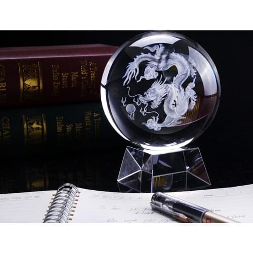 100mm 1PC 3D Laser Engraved Crystal Ball Feng Shui Globe Glass Ball Ornaments For Gifts Home Decoration Accessories