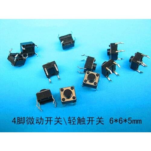 100pcs 6*6*5mm Light touch switch DIP4 ON/OFF Touch button Touch micro switch 6*6*5 keys button DIP 4pin