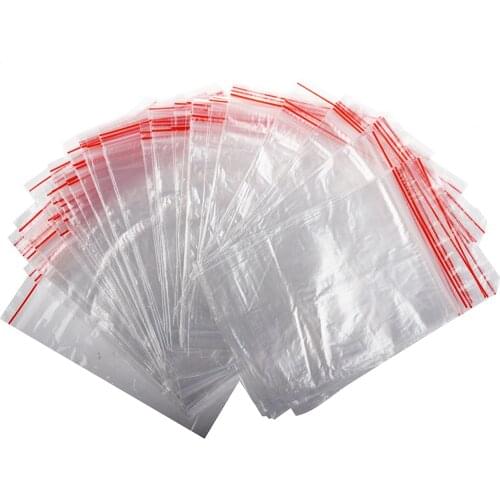 100Pcs Zipper Closure Lock Zipped Poly Clear Bags Plastic Zip