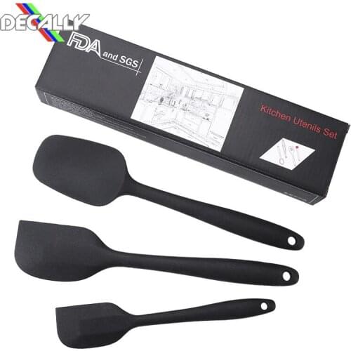 3pcs Food Non-Stick Silicone Shovel for Cooking Cookies Set Cookie Scraper for Cake Baking Spatula Silicone Pastry Spatula